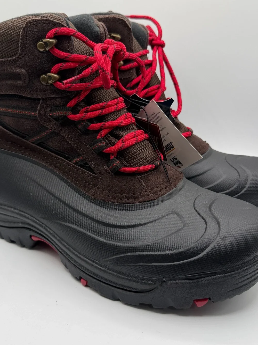 Khombu Thermolite Snow Duck Boots Brown Suede Waterproof Winter Men 12M NWT